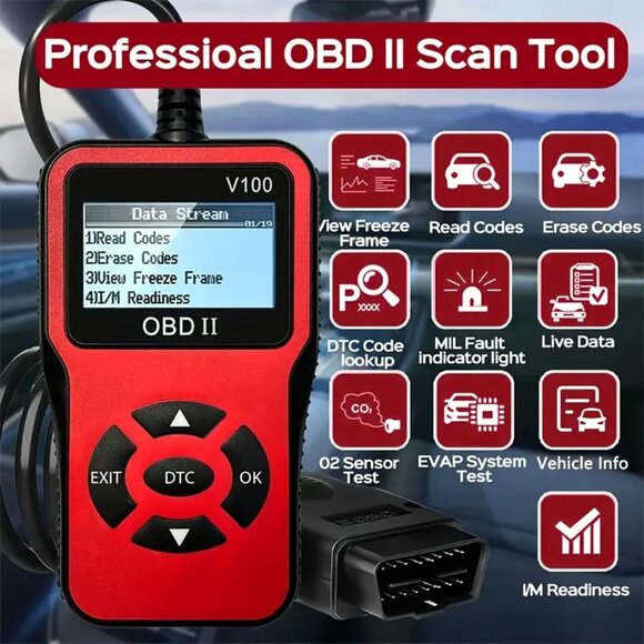 OBD2 Scanner Code Reader Car Diagnostic Tool Engine Fault Code Reader 1996- 2024 - Picture 2 of 5